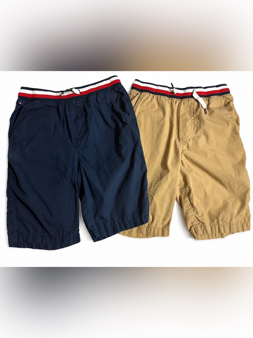Tommy Hilfiger Boys Shorts Size 10/12 Navy & Khaki 2 Pair